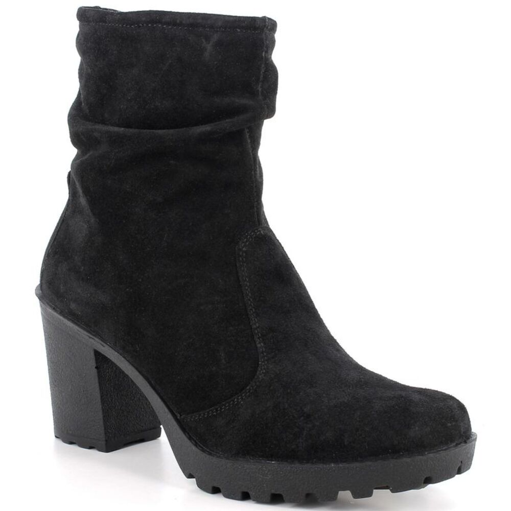Alpine Swiss Bianca Womens Suede Slouch Ankle Boots Made in Italy High Heel Boot